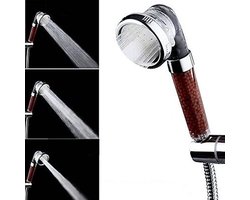 Douchekop met minerale stenen en 3 straalsoorten, waterbesparende en drukverhogende douchekop, tot 30% waterbesparing, handdouche, douchekop voor normale douche en regendouche