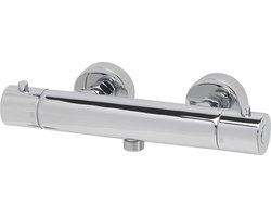 Douchekraan Rio 12cm Hartafstand Thermostatisch Opbouw Rond Chroom 2 Greeps