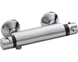 Douchekraan Universal 12cm Hartafstand Thermostatisch Opbouw Rond Chroom 2 Greeps