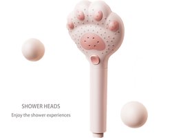 Douchekraan - Waterbesparende douchekraan - Hoge druk verstelbaar - Drie standen - Universele G1/2" schroefdraad - Eenvoudig te installeren - Met filter - Handdouche - Roze