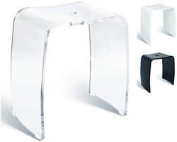 Douchekruk - Transparant Acryl - Met handvat, ergonomische zitting en antislip rubberen voetjes - Belastbaar tot 180 kg