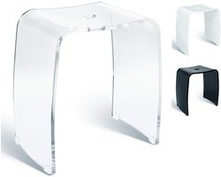 Douchekruk - Transparant Acryl - Met handvat, ergonomische zitting en antislip rubberen voetjes - Belastbaar tot 180 kg