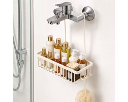 Douchemand - Stijlvolle en Ruime 30 cm Douchemand en Organizer van Duurzaam Melkwit Roestvrij Metaal voor Badkamer en Glazen Wanden - Crème Wit