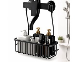 Douchemand - Stijlvolle en Ruime 30 cm Douchemand en Organizer van Duurzaam Zwart Roestvrij Metaal voor Badkamer en Glazen Wanden - Zwart