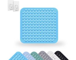 Douchemat, 48 x 48 cm, vierkante badmat, machinewasbare badmat, pvc, antislip mat met zuignappen, douchemat voor de badkamer, voor badkamers, sauna's (zeeblauw)