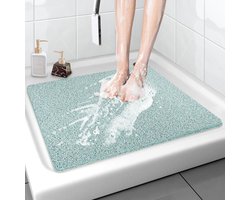 Douchemat, antislip, 80 x 80 cm, zacht, comfort, veilige badmat met afvoergaten, pvc-luffa-massage, douchematten voor natte ruimtes, sneldrogend en schimmelbestendig
