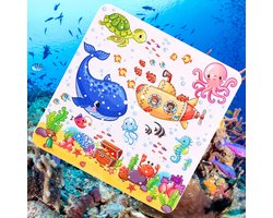 Douchemat antislip douche badmat kind en baby – duiker schildpad oceaan walvis koraalrif vissen octopus onderwater duikboot - antislipmat - baby's kinderen – anti slip mat - kinderbadmat babybadmat douchemat badkamer - wasbaar