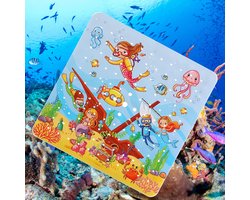 Douchemat antislip douche badmat kind en baby – duikers oceaan duikboot onderzeeër onderzeeboot scheepswrak vissen schildpad walvis octopus onderwater zeemeermin - mat anti slip - baby's kinderen - antislipmat - kinderbadmat babybadmat douchemat badk
