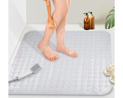 Douchemat, antislip douchemat, 80 x 80 cm, douchemat, douchebakmat, antislipmat voor senioren (80 x 80 cm, transparant natuurlijk)