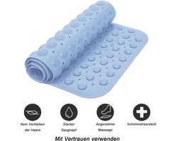 -Douchemat - antislip - vierkant - machinewasbaar - met zuignappen - voor sauna's - doucheruimtes - wasmachinebestendig - 48 x 48 cm - lichtblauw