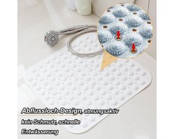 Douchemat voor antislip in sauna's en doucheruimtes, 48 x 48 cm, wit met zuignappen. Massagemat wasmachinebestendig.