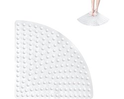 Douchemat voor de hoek - badmat - antislipmat douche - douchemat antislip voor douche – Antislipmat – 54 x 54 cm – Driehoekig – Met zuignappen – Voor douches en sauna's – Wit