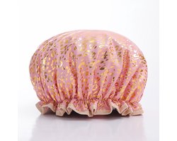 Douchemuts / Shower cap / Douchekapje / Douche cap voor vol haar / afro - Roze Gouden leopard