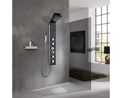 Douchepaneel Systeem - Douchekolom Regendouche - Badkamer Verbouwen - Glazen Houtnerf Print - 8x8 Inch Regendouche - Bruin