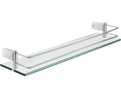 Doucheplank, chroom, glazen rek, roestvrij staal, douchemand, shampoohouder voor douche, badkamerrek voor badkamer en keuken, 500 mm x 130 mm x 66 mm