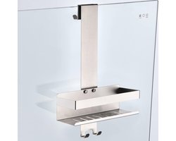 Doucheplank met haken van roestvrij staal - Handgepolijst en zonder boren - Hangrek voor Badkameropslag