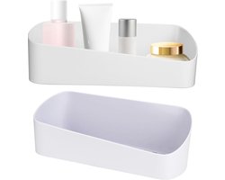 Doucheplank Set - Badkamer Organizer - Douche Opbergen - Zonder Boren Montage - 25x30x8cm - Wit
