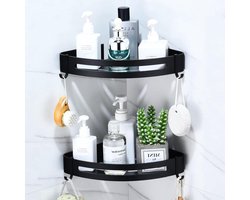 Doucheplank zwart - doucherek zonder boren - 2 stuks - metalen