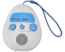 Doucheradio, draagbare AM/FM doucheradio, waterdichte hangende doucheradio, instelbaar volume, op batterijen werkende doucheradio's voor badkamer, keuken, buiten