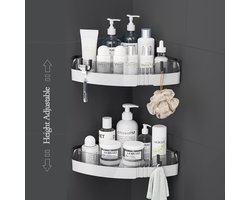 Doucherek - 3-delige set Doucherek zonder boren - Doucherek Hangend - Zelfklevend - Hoek doucheplank - Eenvoudig te installeren - Voor het opbergen van shampoo, conditioner, zeep, etc.