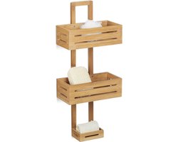 doucherek bamboe - met 3 bakjes - 65 x 28 x 1,5 cm - voor in badkamer