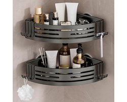 Doucherek - Doucherek Zonder Boren - Montage Zonder Bohren Met Saugnappen / Kratzfest Aluminium / 2 Stuk - Voor Douche Bad En Keuken Gunmetal Grijs