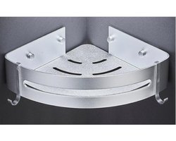 Doucherek hoek XL | 29 cm breed | Doucherek zonder boren | Incl. ophangmateriaal | Roestvrij | Doucherekje | Douchemand | Doucherek hangend | Chroom