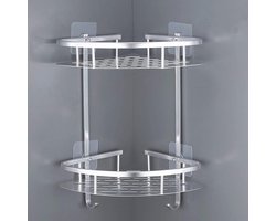 Doucherek Hoekplank zonder Boren - Aluminium Organiser voor Badkamer met 2 Etages