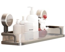Doucherek Organizer - Badkamer Mand - Ruimte Besparen - Zuignap Installatie - 13.4D x 11.2B cm - Grijs