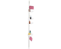 doucherek telescopisch - 99 - 311 cm - zonder boren - hoek - rvs - wit