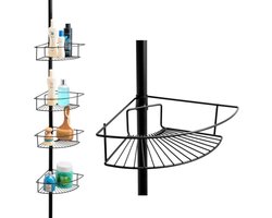 Doucherek - telescopisch - zwart - 4 niveaus