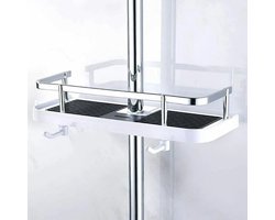 Doucherek, Verstelbare wandgemonteerde doucherek, opbergmand voor badkamer en keuken, kan aan de buis worden bevestigd, handig aan de muur te bevestigen, beugel zonder gaten, 360° draaibaar