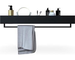 Doucherek Zwart - Doucherek met handdoekstang - RVS - Inclusief montage materiaal - 40CM