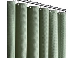 Douchescherm met Wafelpatroon 90 x 200 cm - Smal, Waterdicht, Schimmelbestendig, Inclusief 6 Haakjes, Modern en Gewogen Polyester Douchegordijn, Wasbaar en Duurzaam Decoratief Textiel