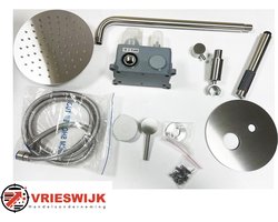 Doucheset: stortdouche met inbouw thermostaatkraan, rvs geborsteld. Vrieswijk