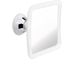 douchespiegel voor scheren met verbeterde zuignap en 1x vergroting - 16,3 x 16,3 cm chroom frame met grijze zuiging