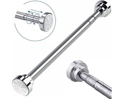 Douchestang uitschuifbaar - 55-85cm - Kledingroede verstelbaar - Douchegordijn stang - Douchestang zonder boren - Gordijnroede - Antislip - voor gordijnen, scheidingswand en balkon - Zilver