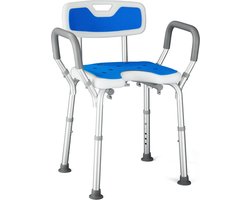 Douchestoel met Armleuningen - Badkamer Hulpmiddel - Veilig Douchen - 6 Hoogte-instellingen - Tot 180 kg - Blauw