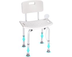 Douchestoel met Rugleuning, In Hoogte Verstelbare Douchestoel, Antislip Badbank voor Senioren, Gehandicapten en Mensen met Een Beperking, Draagvermogen 158,8 Kg, Ideaal voor Binnendouche Of Badkuip