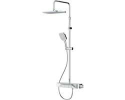 Douchesysteem met thermostaat en glazen plank - complete doucheset met regendouche en handdouche
