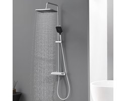 Douchesysteem met thermostaat - Regendouche Hoofddouche - Luxe Douche-ervaring - Ingebouwde glazen plank - 30 cm hoofddouche - Chroom