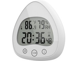 Douchetimer Wit - Kookwekker - Douchewekker - Douche Klok - badkamer klok - Waterproof - met Zuignap - Timer - Digitaal - Incl. Batterijen