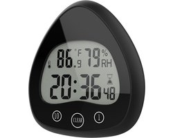 Douchetimer Zwart - Kookwekker - Douchewekker - Douche Klok - badkamer klok - Waterproof - met Zuignap - Timer - Digitaal - Incl. Batterijen