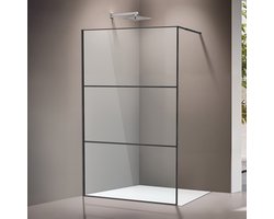 Douchewand 120×200 cm Zwart – Inloopdouche, 5 mm veiligheidsglas, verstelbaar en links/rechts monteerbaar, wandmontage