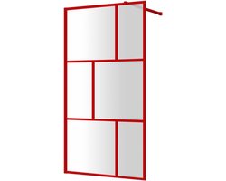 Douchewand - Inloopdouche - Badkamer Vernieuwen - Veiligheidsglas - 100x195 cm - Rood