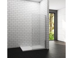 Douchewand-Inloopdouche draaibaar 76x180cm 5mm NANO veiligheidsglas Easyclean glanzend chroom aluminium profiel