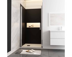 Douchewand-Inloopdouche draaibaar 76x185cm 5mm NANO veiligheidsglas Easyclean mat wit profiel