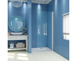 Douchewand-Inloopdouche draaibaar 76x185cm 5mm veiligheidsglas met mat grijs profiel.