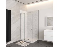 Douchewand-Inloopdouche draaibaar 86x195cm 8mm gehard glas easyclean antikalk glanzend chroom aluminium profiel