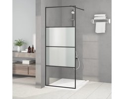 Douchewand voor inloopdouche, 80 x 195 cm, zwart, douchewand van 5 mm ESG-veiligheidsglas, verstelbare glazen douchewand met aluminium profiel